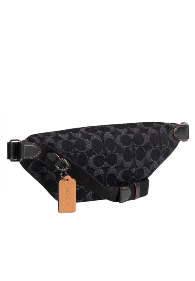 Coach Mens Charter Belt Bag 7 In Signature Denim - Black