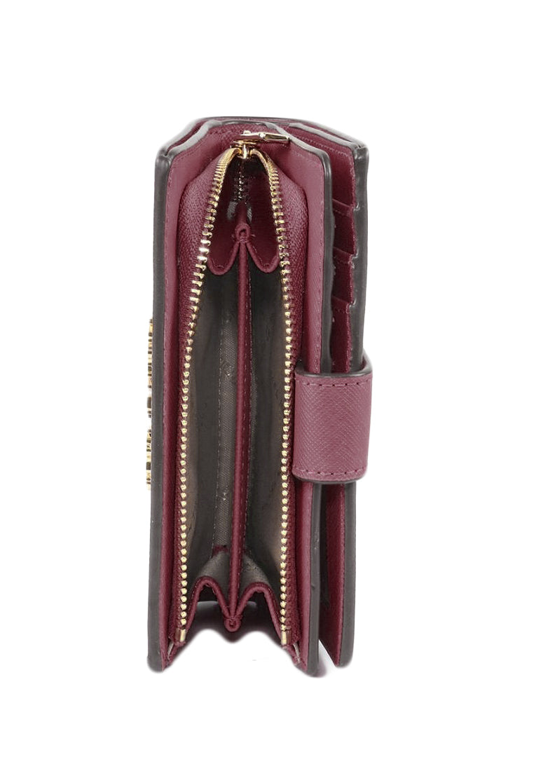 Michael Kors Jet Set Travel Medium Bifold Zip Coin Wallet - Oxblood