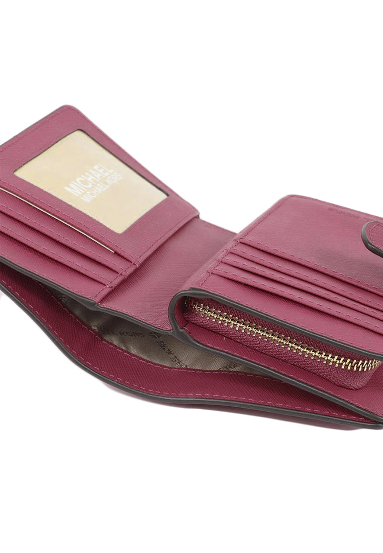Michael Kors Jet Set Travel Medium Bifold Zip Coin Wallet - Oxblood