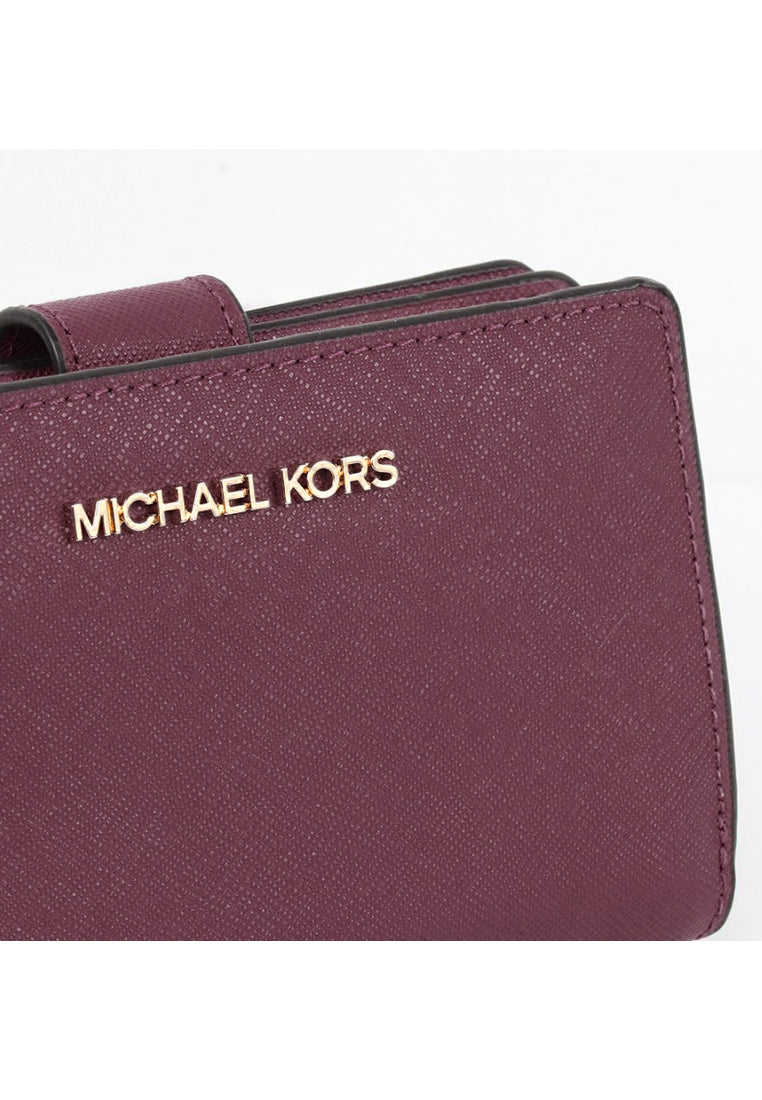 Michael Kors Jet Set Travel Medium Bifold Zip Coin Wallet - Oxblood