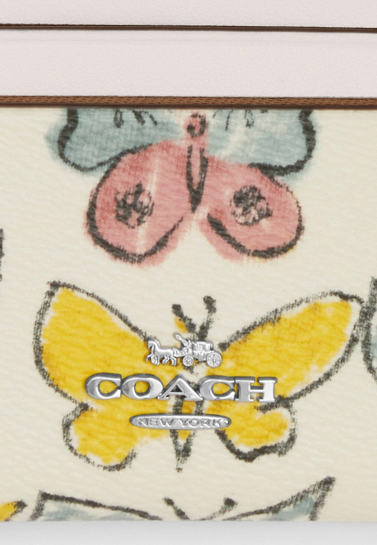 Coach Mini Skinny ID Case with Butterfly Print - White/Multi