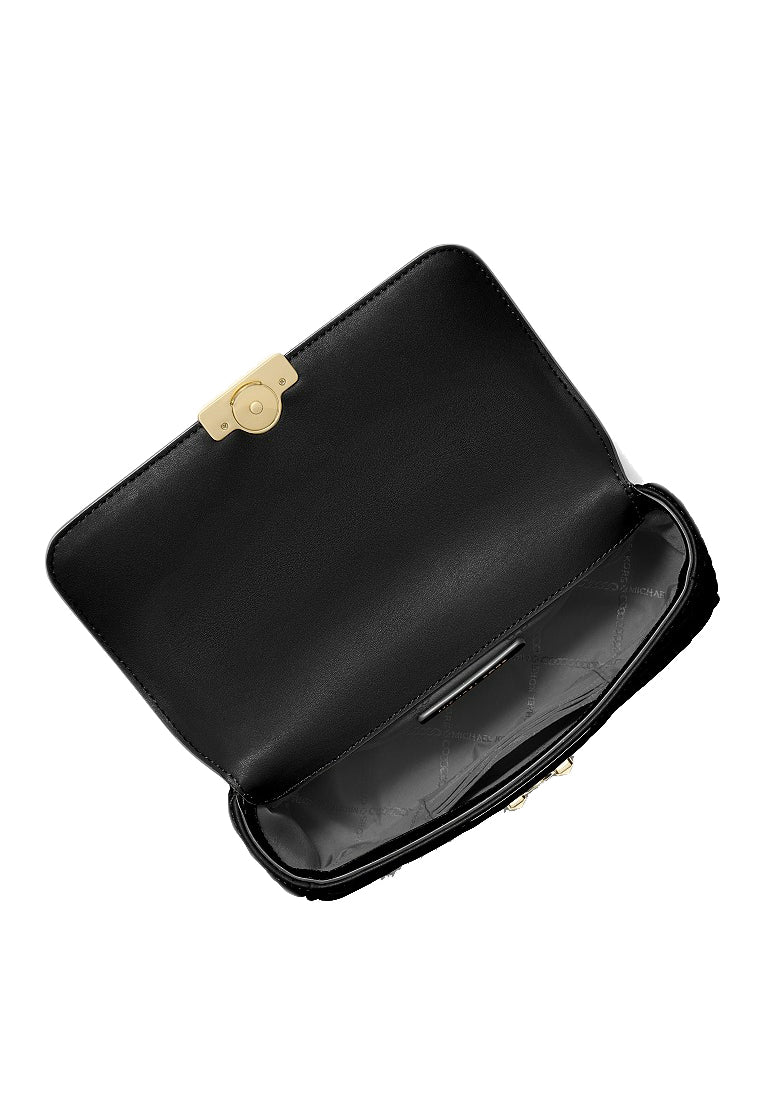 Michael Kors Tribeca Small Hand-Woven Leather Shoulder Bag - Black