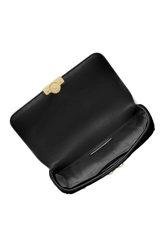 Michael Kors Tribeca Small Hand-Woven Leather Shoulder Bag - Black
