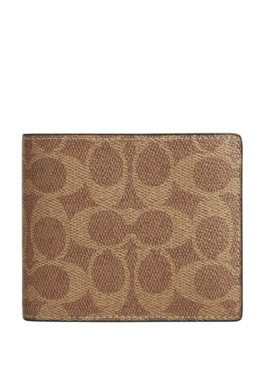 Coach Mens 3-In-1 Wallet In Signature Canvas - Tan/Black