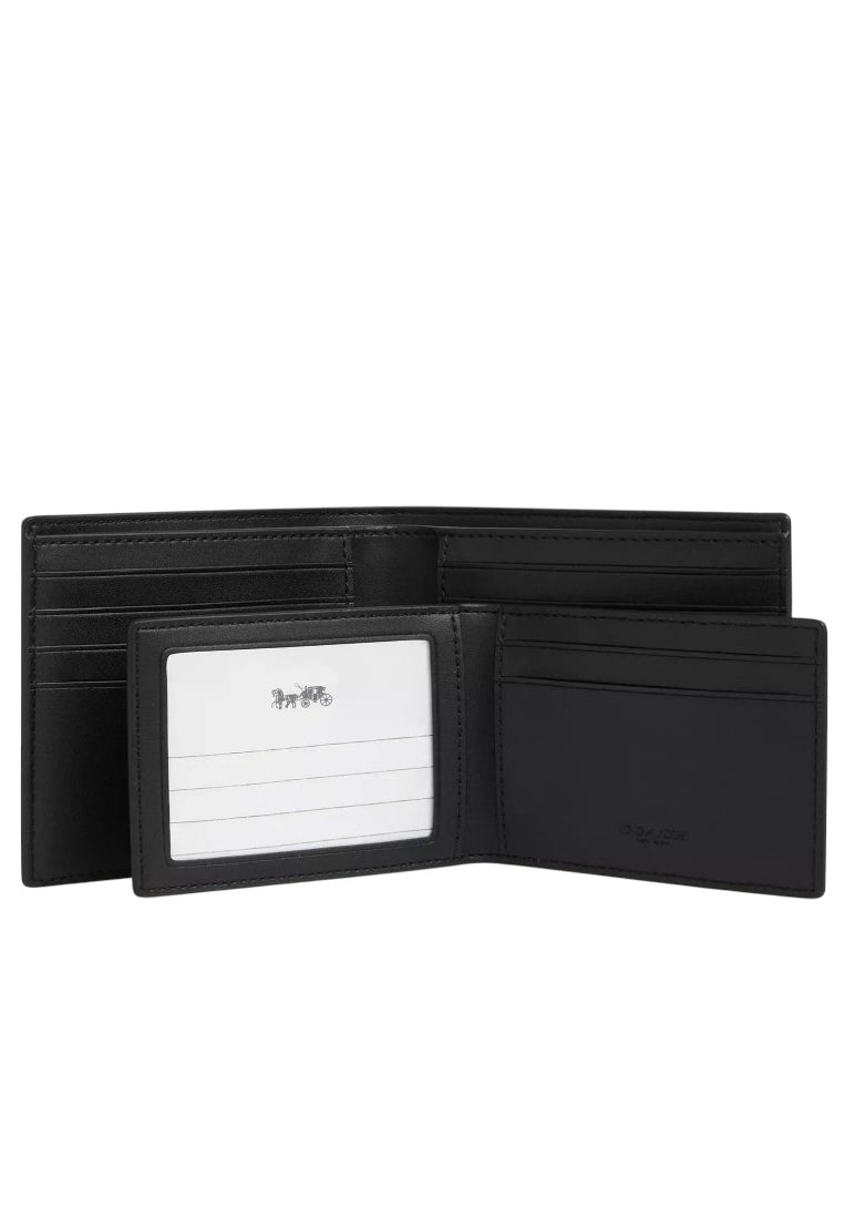 Coach Mens 3-In-1 Wallet In Signature Canvas - Tan/Black