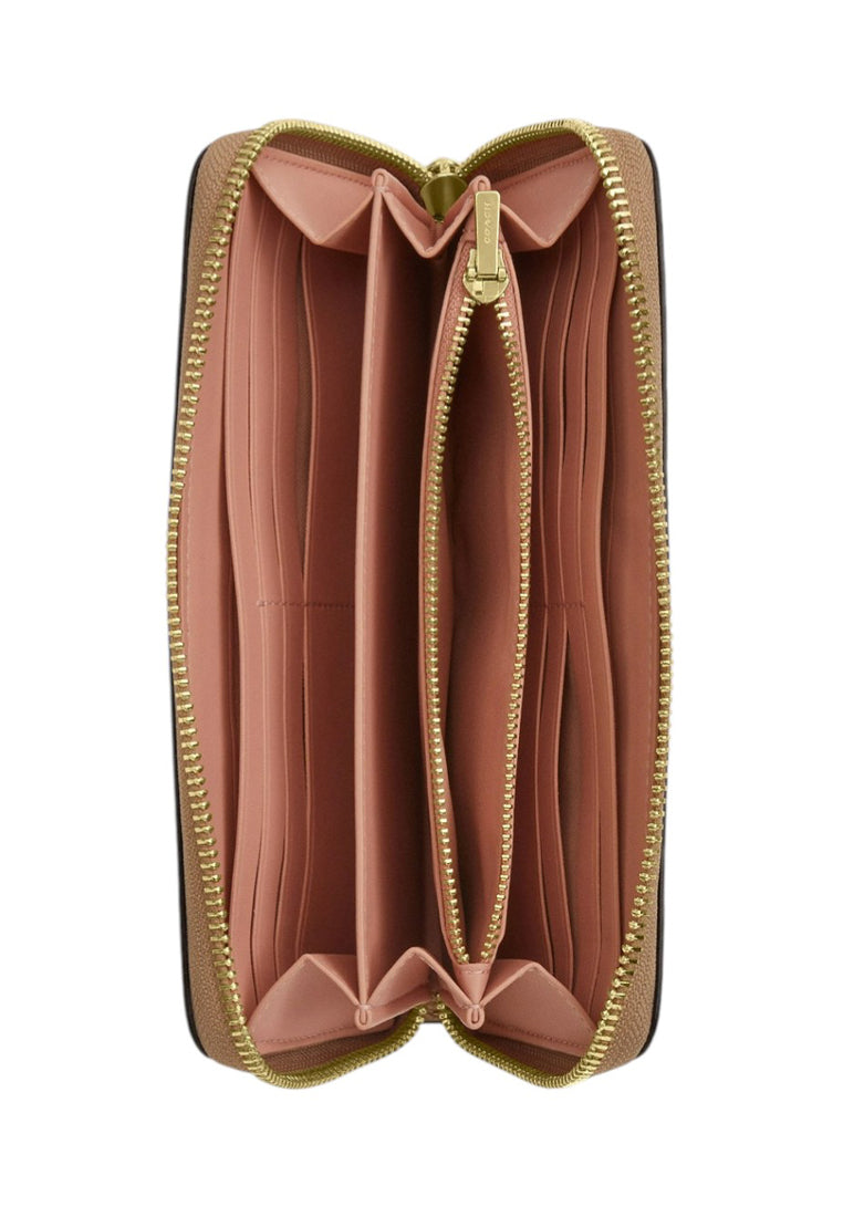 Coach Long Zip Around Wallet In Signature Canvas With Floral Print - Sand/Multi