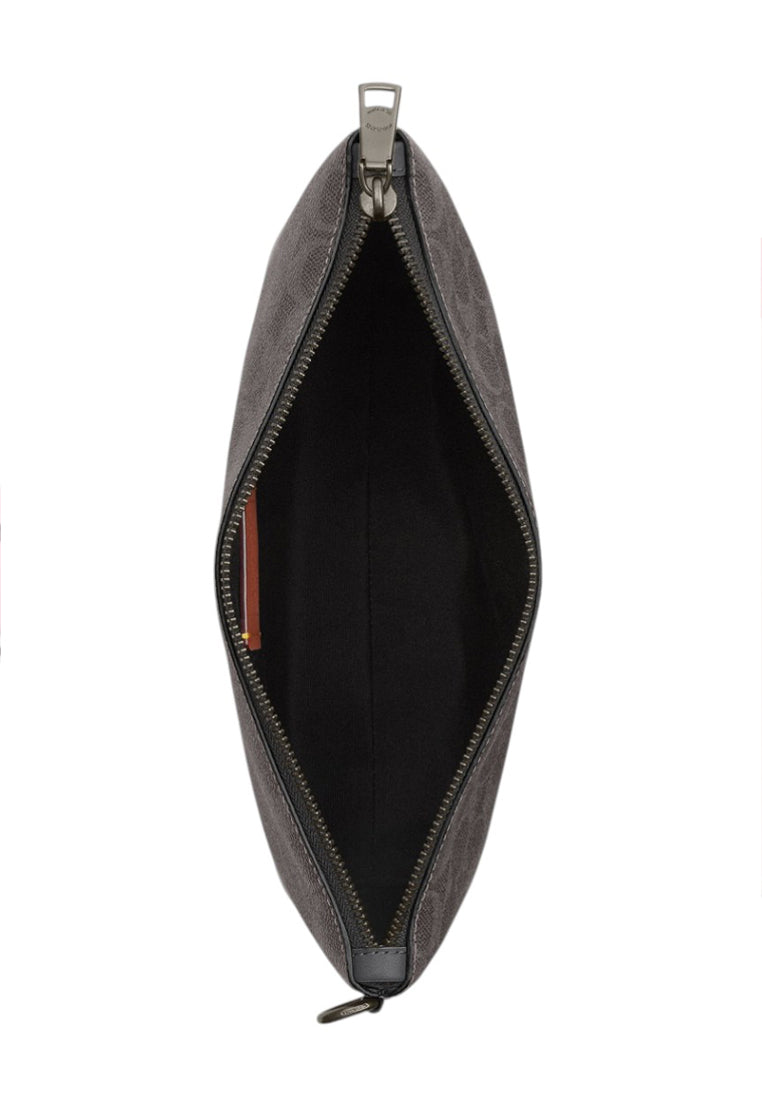 Coach Mens Pouch In Signature Canvas - Grey/Black