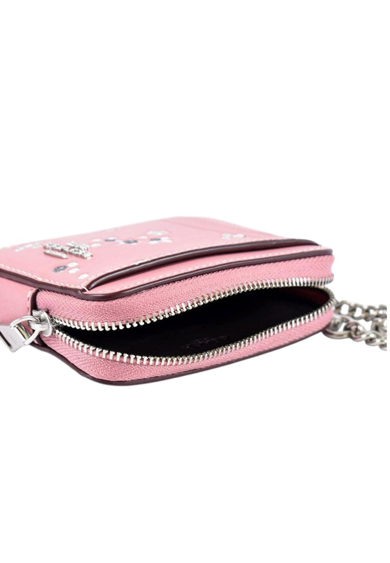 Coach Zip Card Case With Star Print - Dusty Pink/Multi