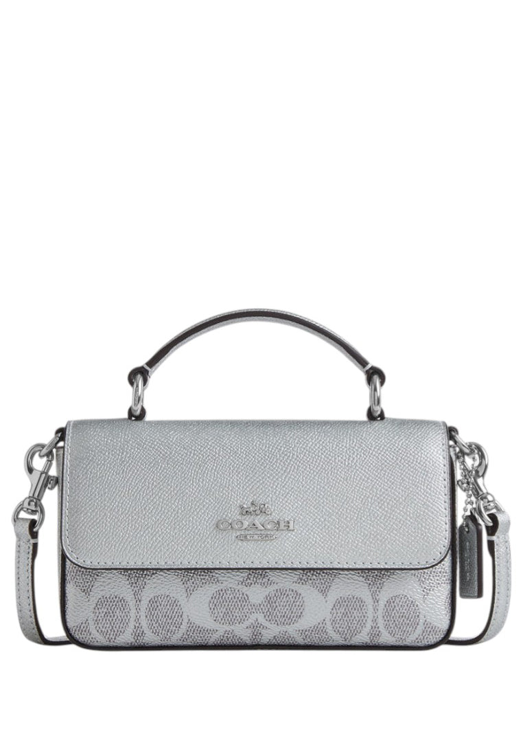 Coach Mini Josie Top Handle In Signature Canvas - Silver