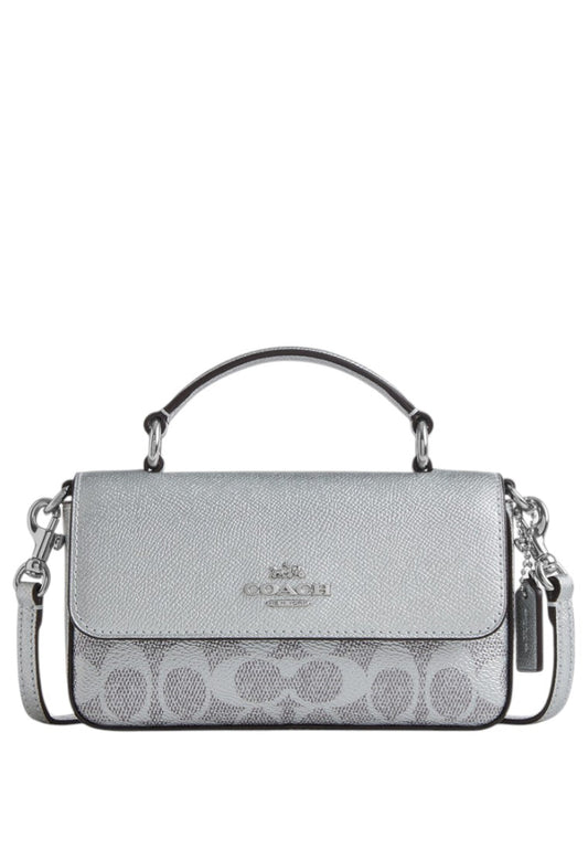 Coach Mini Josie Top Handle In Signature Canvas - Silver