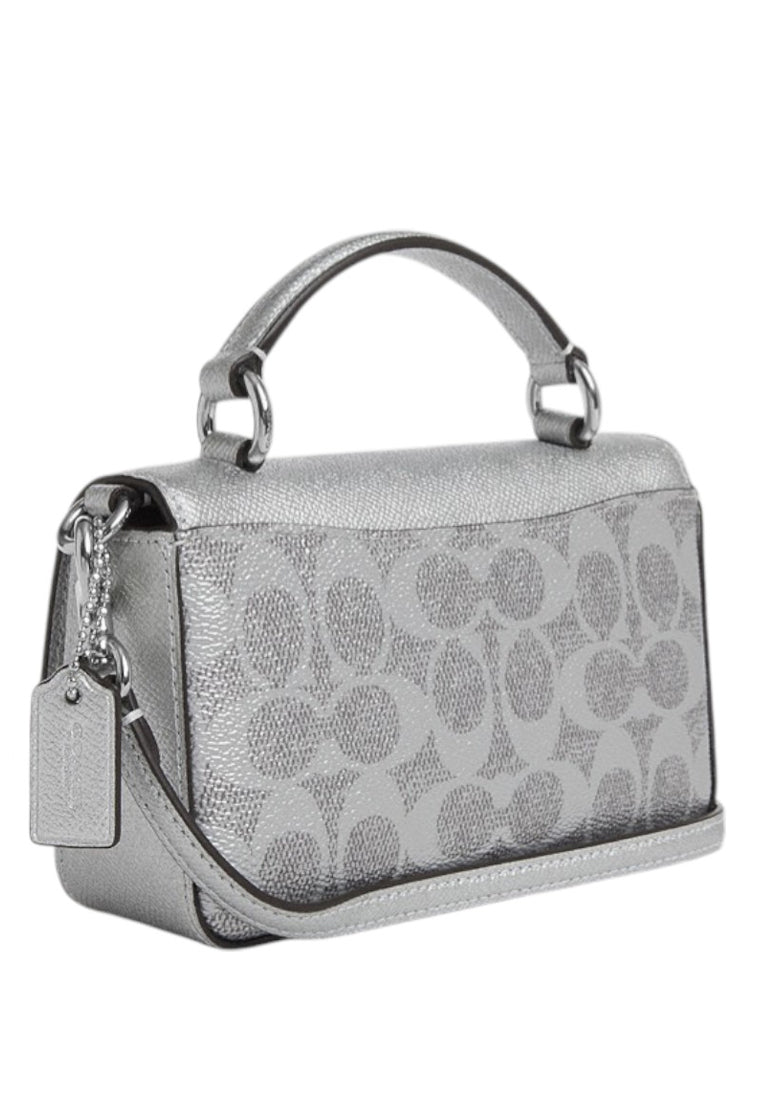 Coach Mini Josie Top Handle In Signature Canvas - Silver