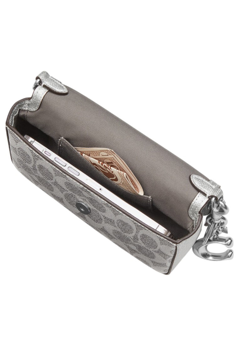 Coach Mini Josie Top Handle In Signature Canvas - Silver