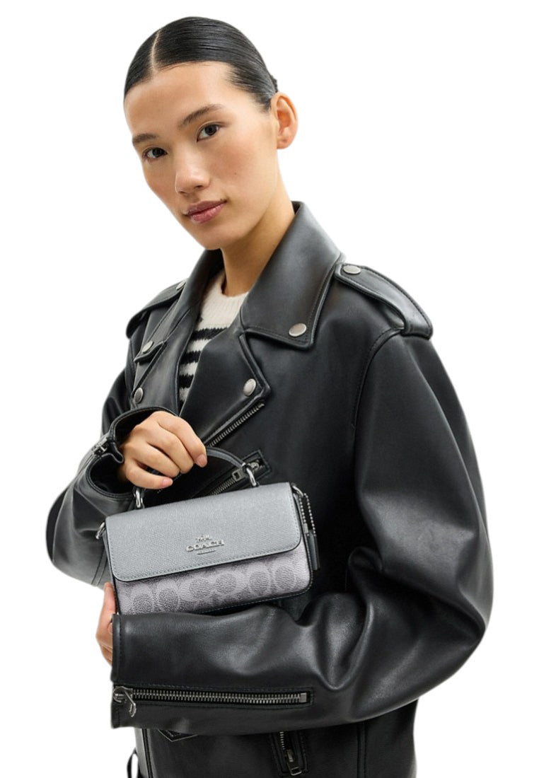 Coach Mini Josie Top Handle In Signature Canvas - Silver