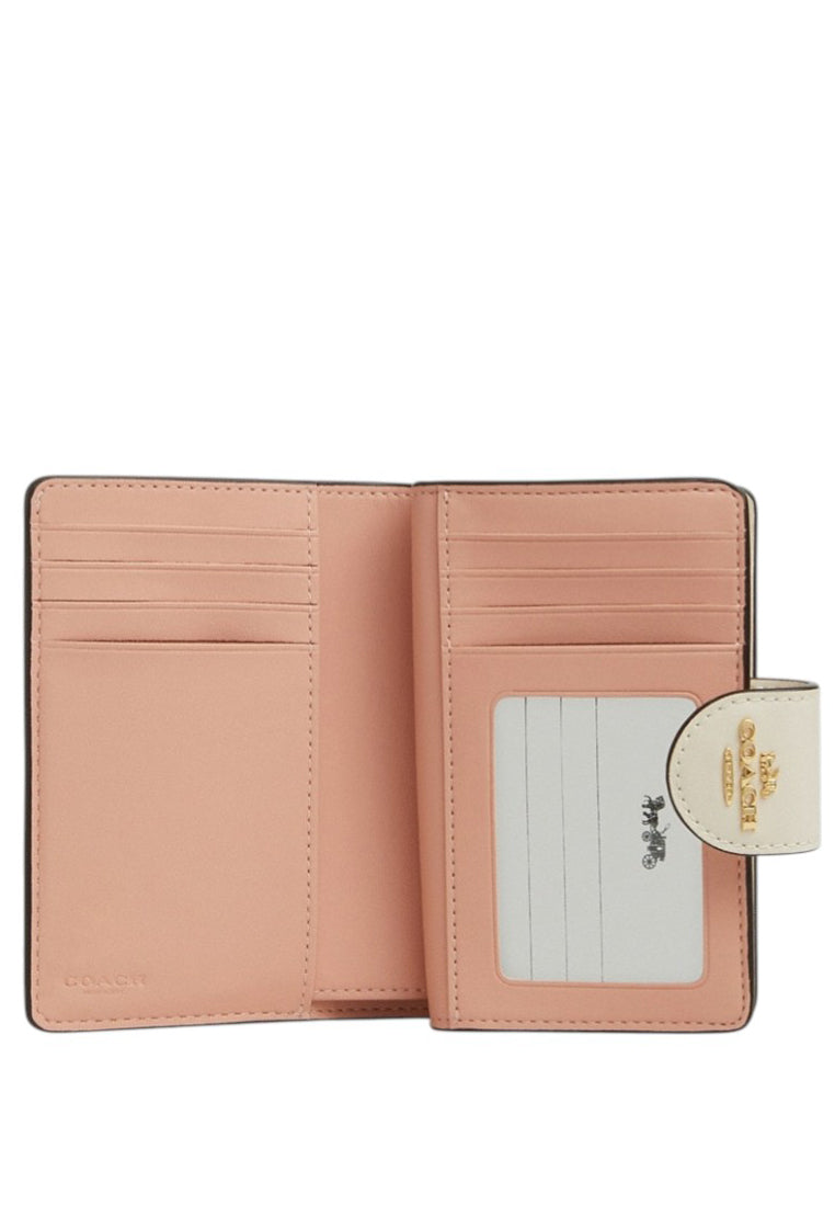 Coach Medium Corner Zip Wallet In Signature Canvas With Floral Print - Sand/Multi