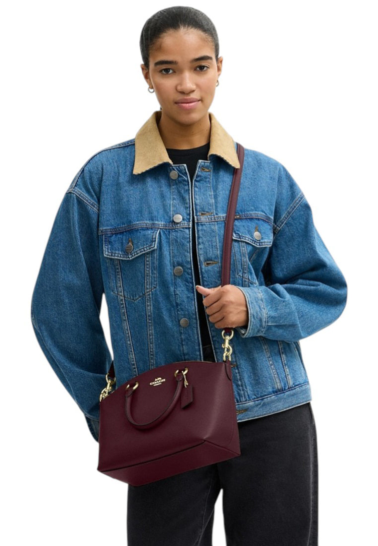Coach Sadie Satchel Bag - Dark Wine