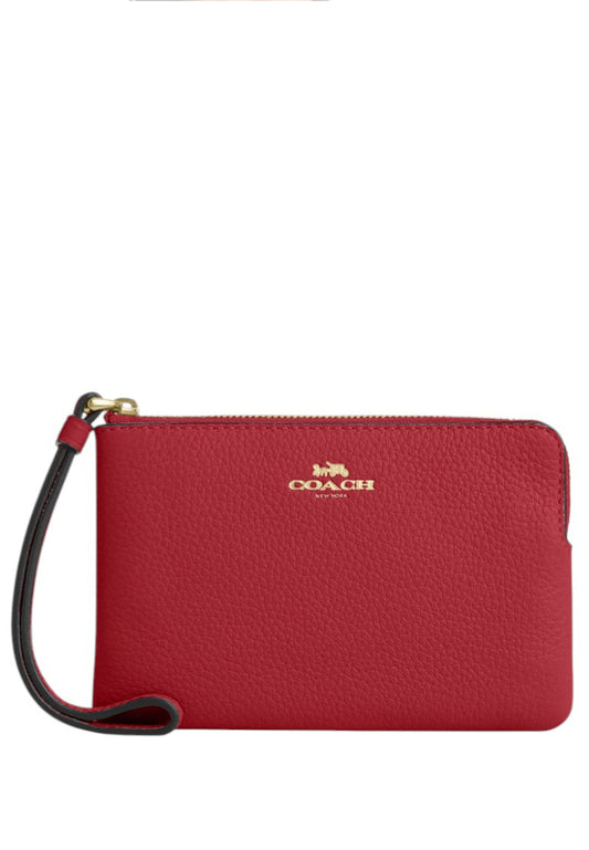 Coach Corner Zip Wristlet - True Red