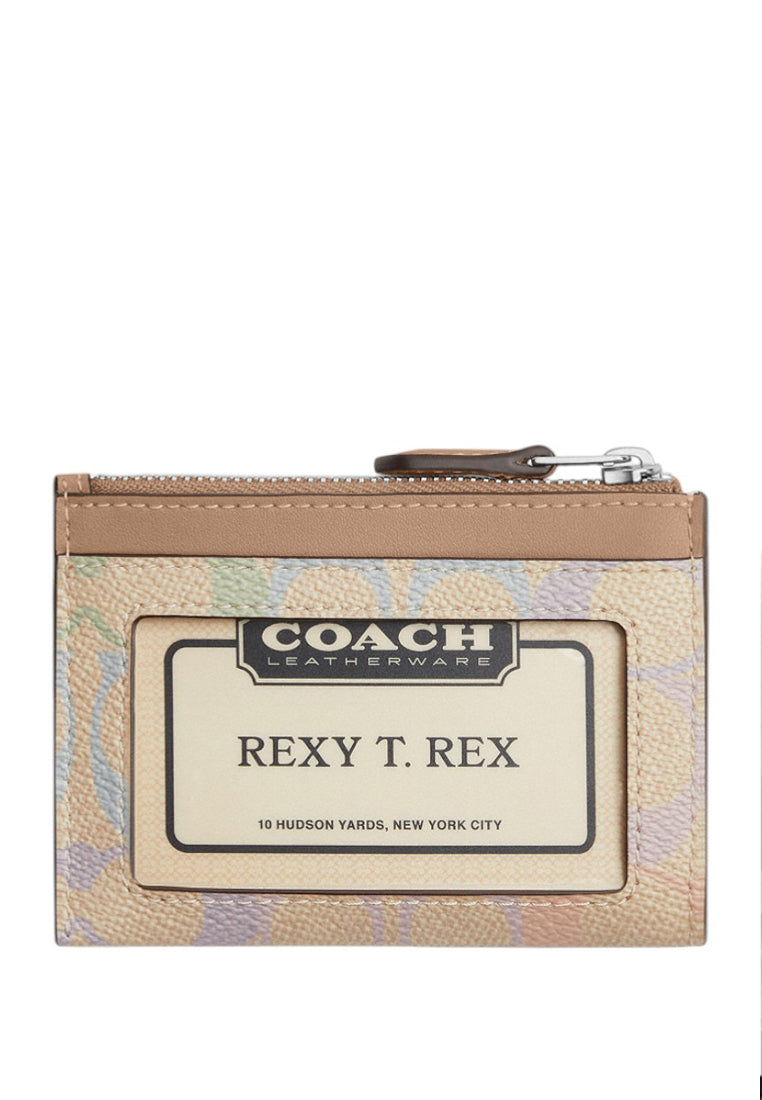 Coach Mini Skinny ID Case In Rainbow Signature Canvas - Sand/Multi