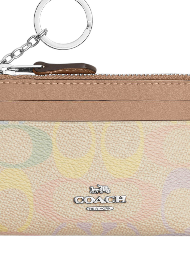 Coach Mini Skinny ID Case In Rainbow Signature Canvas - Sand/Multi