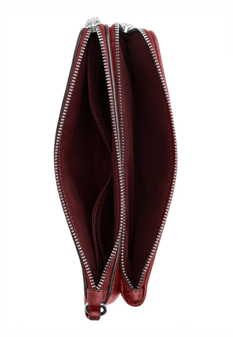 Coach Double Zip Wallet In Signature Denim - True Red