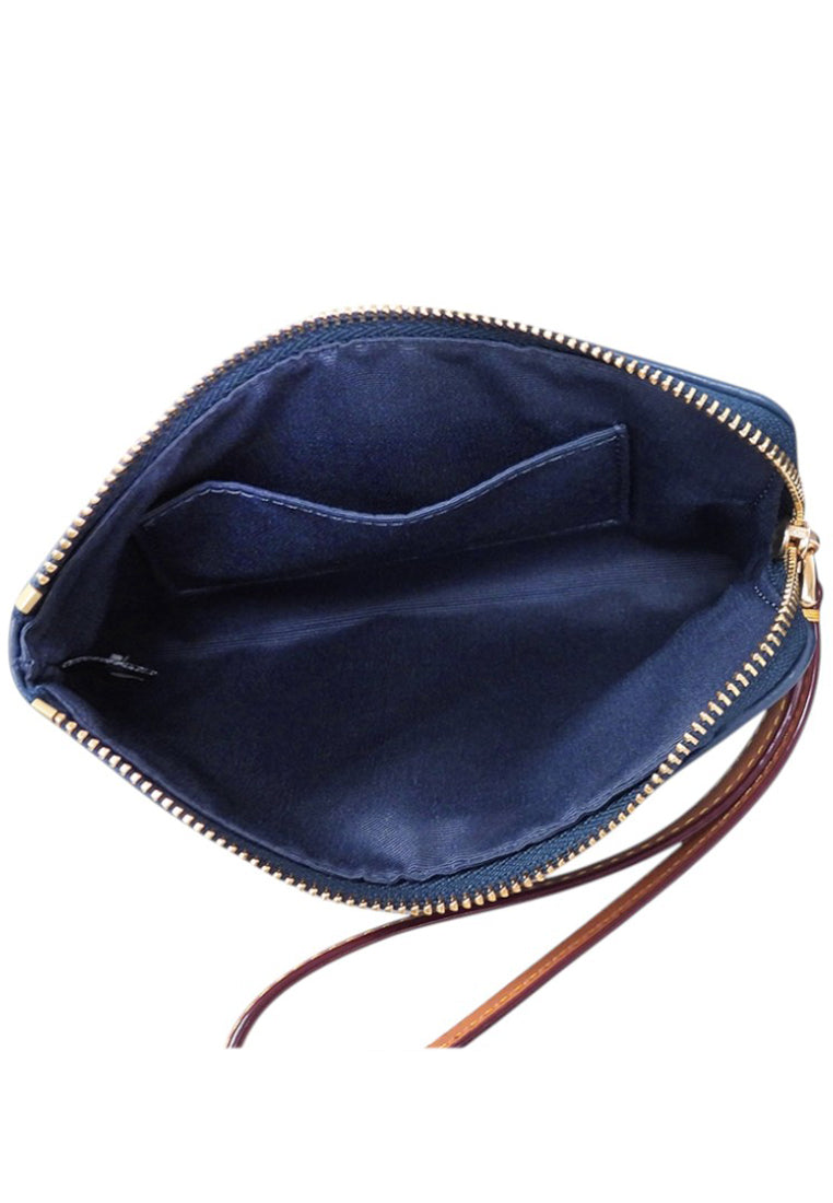 Coach Large Corner Zip Wristlet In Signature Denim - Indigo