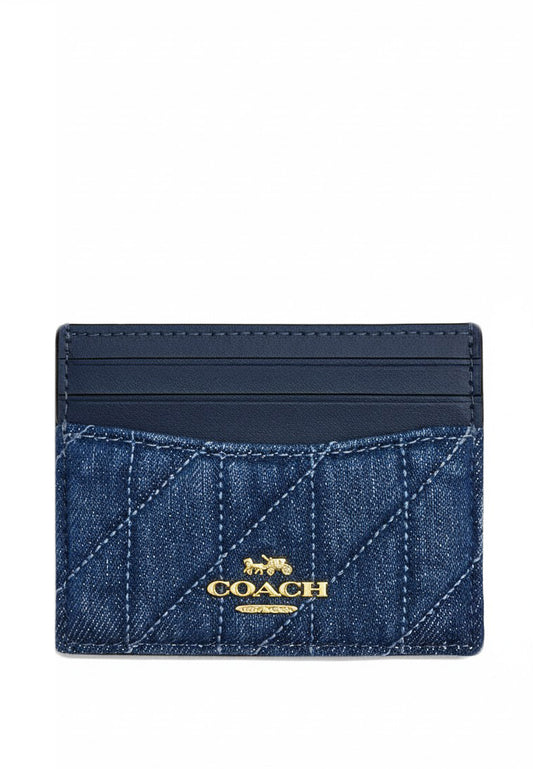 Coach Slim ID Card Case In Regenerative Cotton With Quilting - Indigo Denim