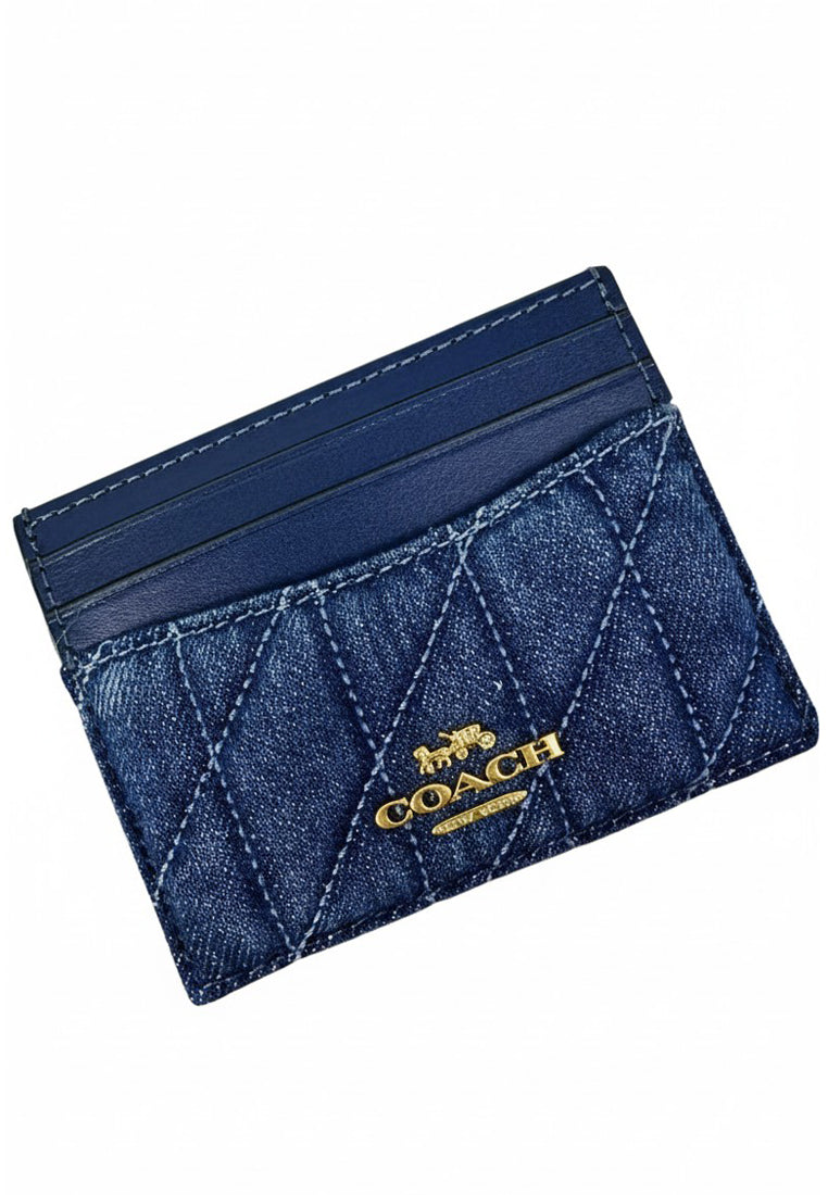 Coach Slim ID Card Case In Regenerative Cotton With Quilting - Indigo Denim