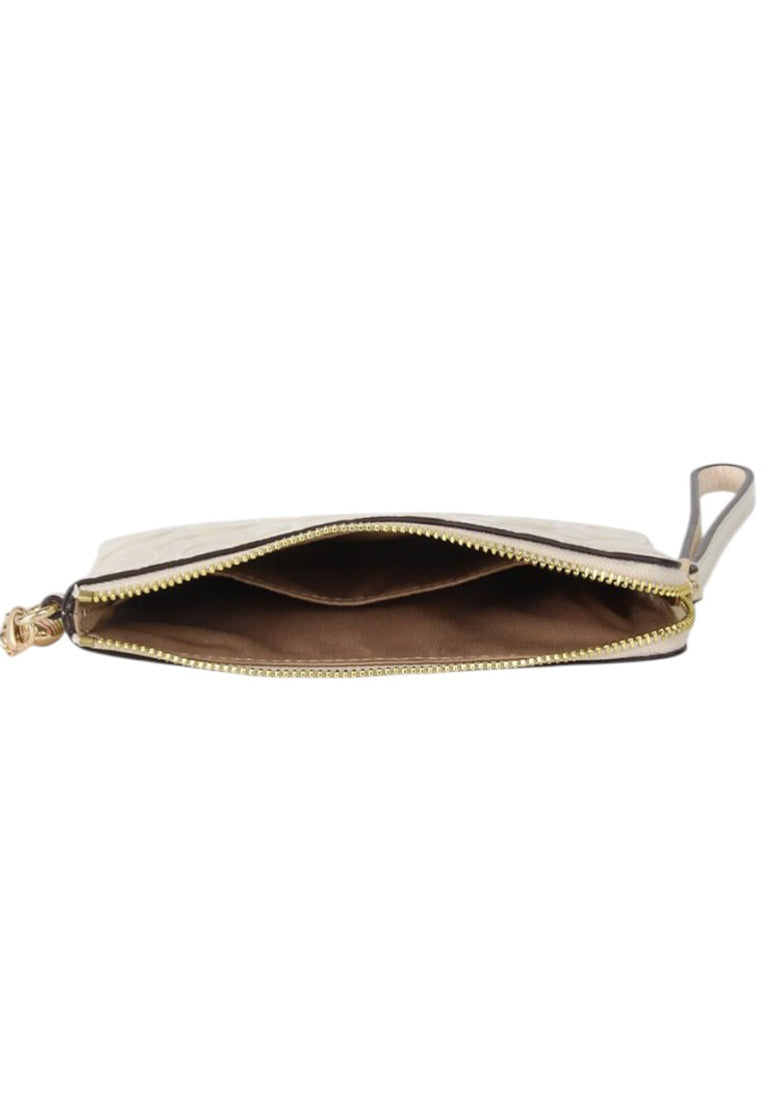 Coach Corner Zip Wristlet In Signature Leather With Heart Charm - White