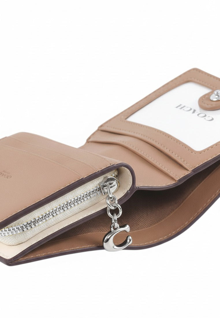 Coach Snap Wallet In Rainbow Signature Canvas - Sand/Multi