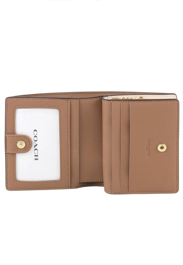 Coach Snap Wallet In Signature Canvas - Sand/White