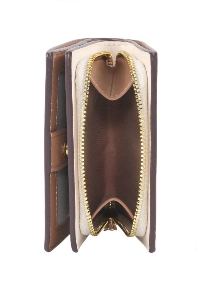 Coach Snap Wallet In Signature Canvas - Sand/White