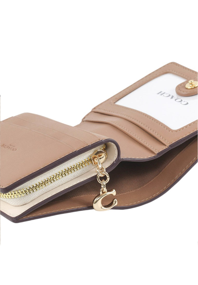 Coach Snap Wallet In Signature Canvas - Sand/White