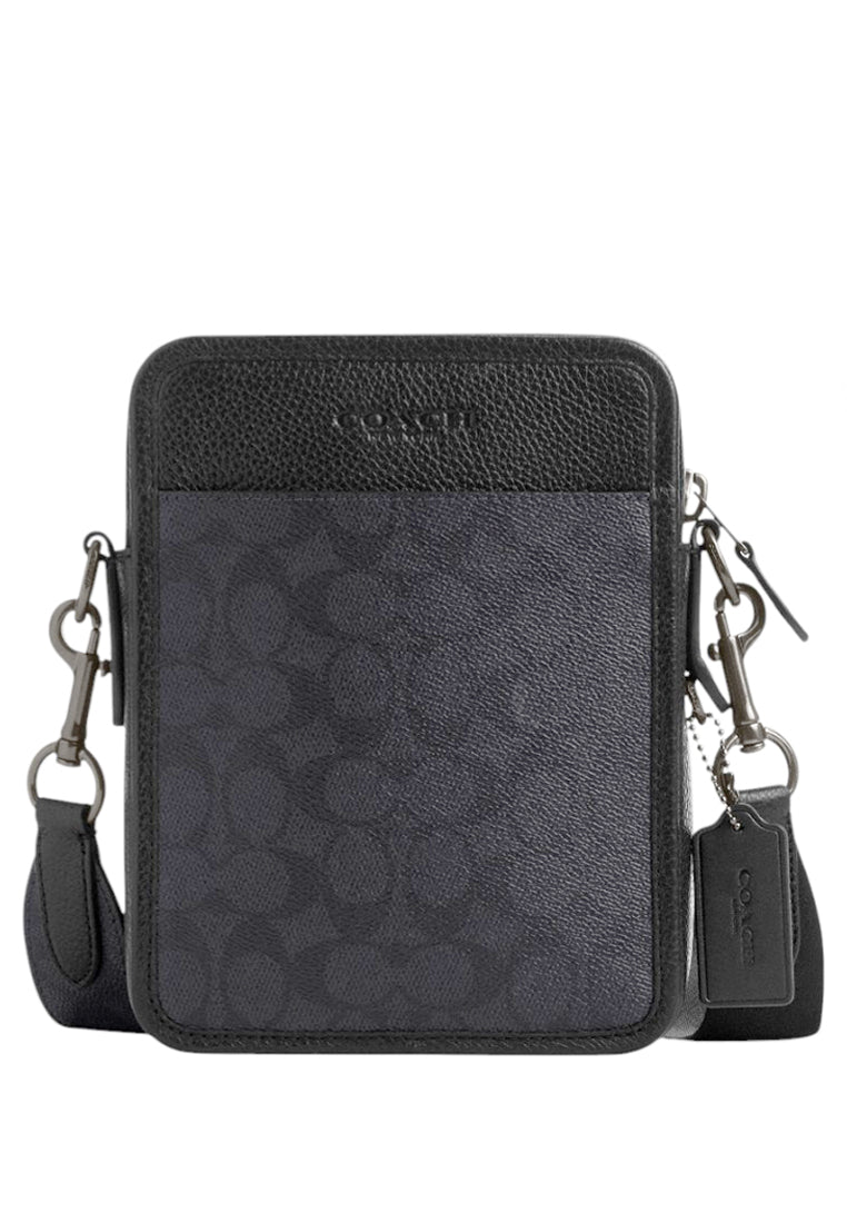 Coach Mens Sullivan Crossbody In Signature Canvas - Charcoal Black