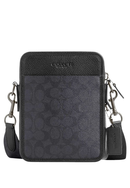 Coach Mens Sullivan Crossbody In Signature Canvas - Charcoal Black