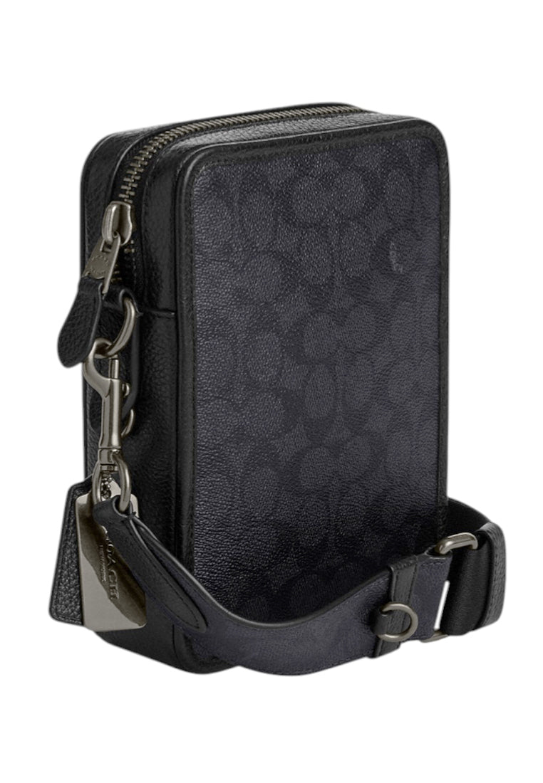 Coach Mens Sullivan Crossbody In Signature Canvas - Charcoal Black
