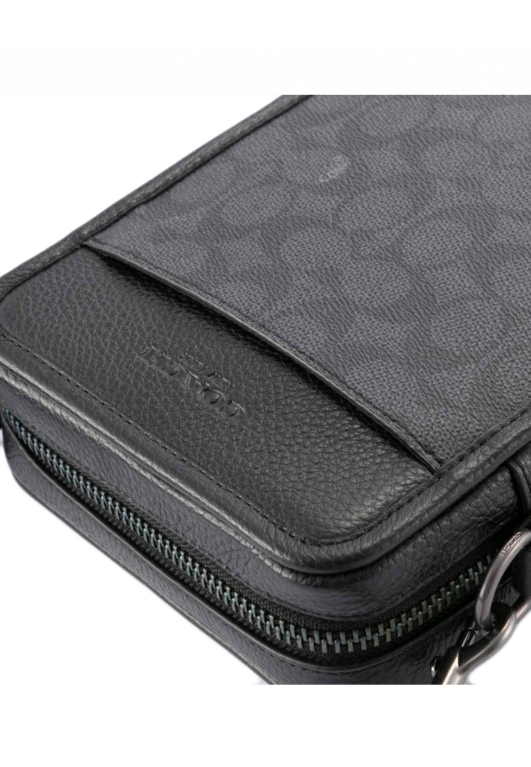 Coach Mens Sullivan Crossbody In Signature Canvas - Charcoal Black