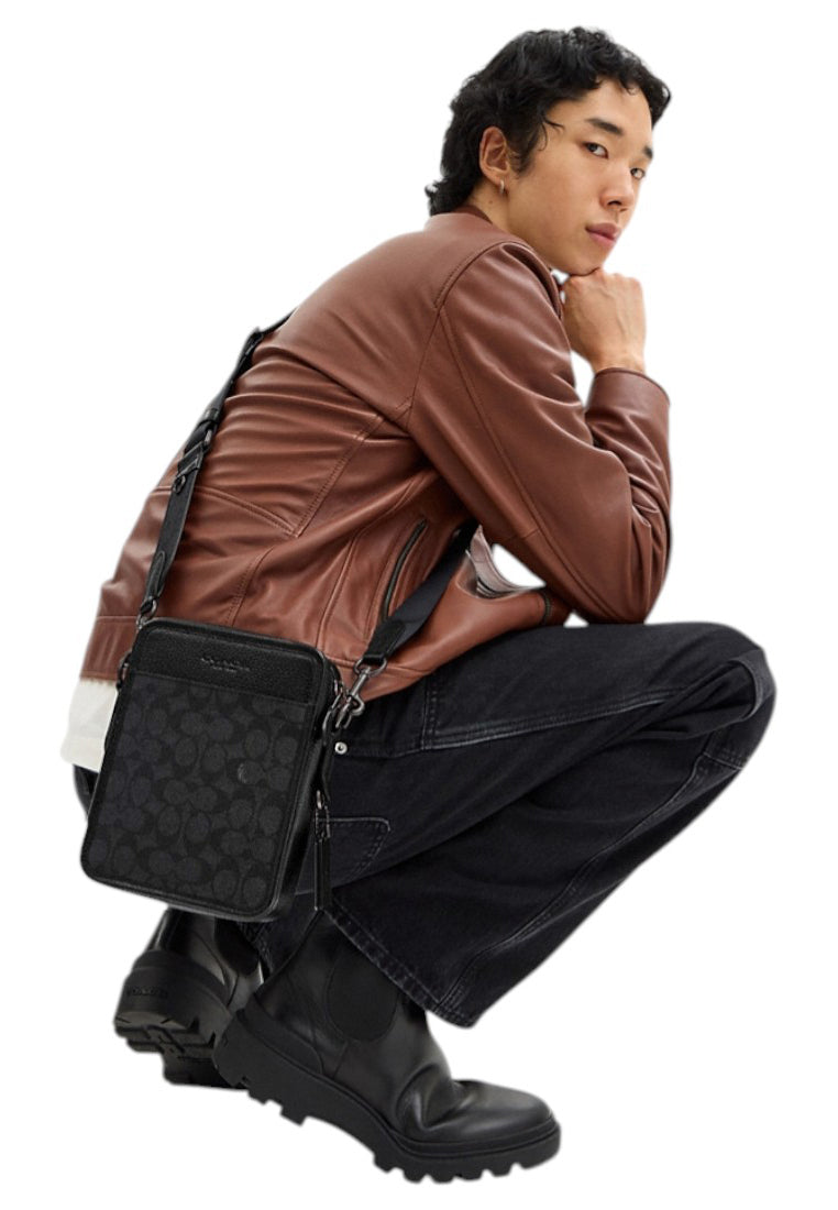 Coach Mens Sullivan Crossbody In Signature Canvas - Charcoal Black