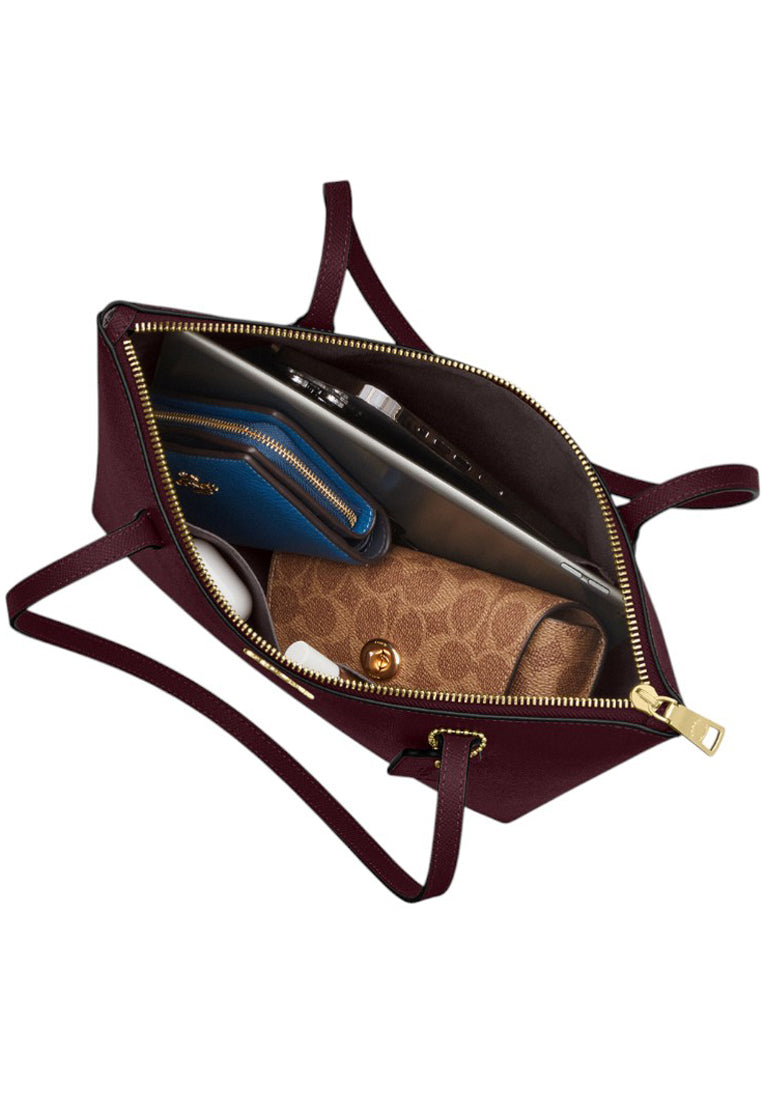 Coach Fiona Zip Tote Bag - Dark Wine