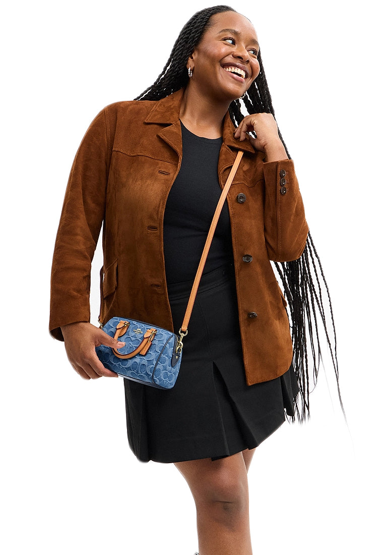 Coach Mini Rowan Crossbody Bag In Signature Denim - Indigo Blue