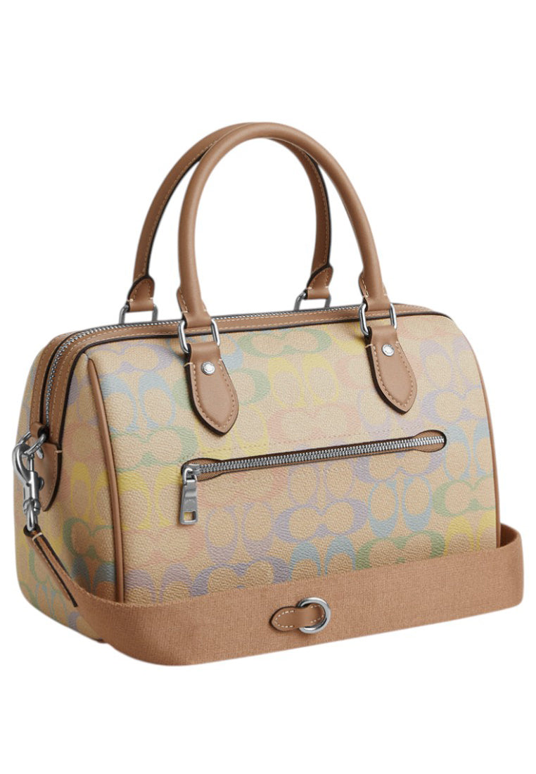 Coach Rowan Satchel Bag In Rainbow Signature Canvas - Sand/Multi