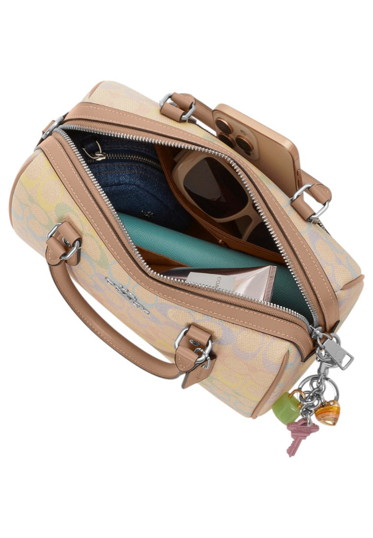 Coach Rowan Satchel Bag In Rainbow Signature Canvas - Sand/Multi
