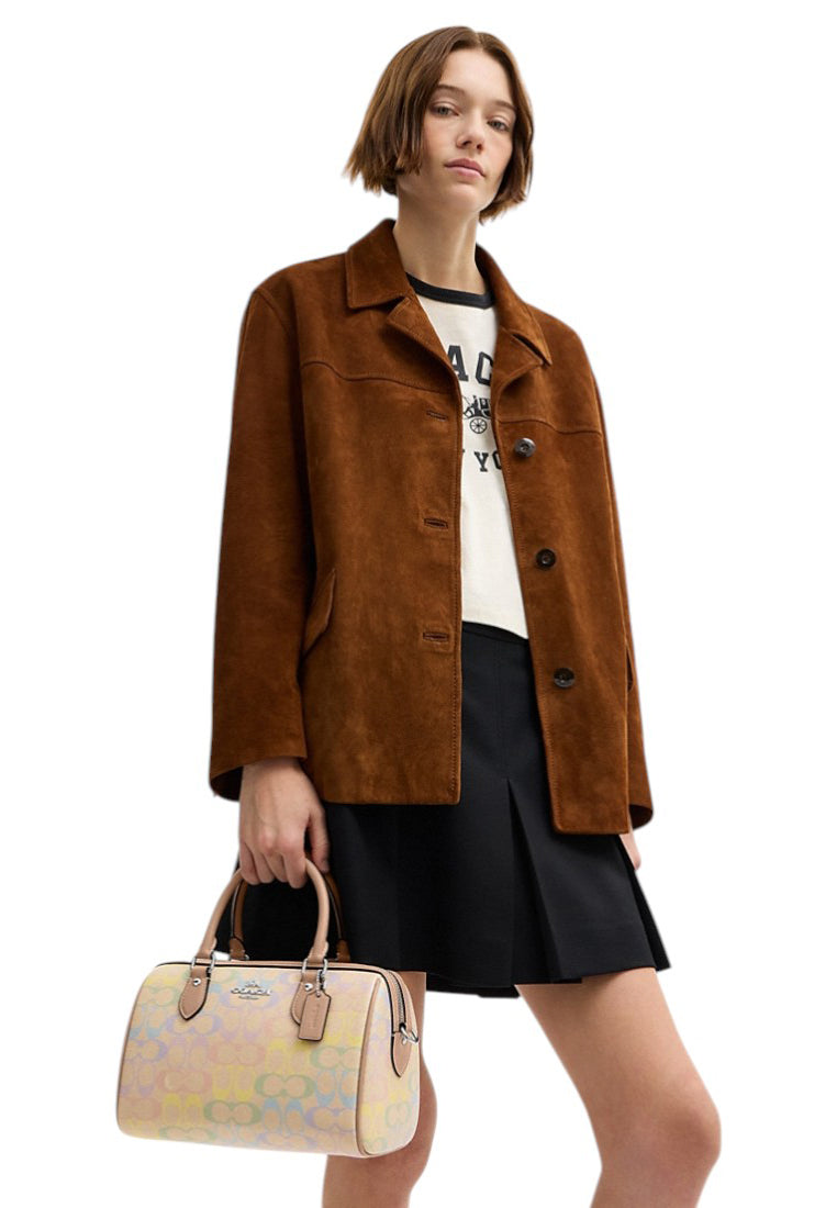 Coach Rowan Satchel Bag In Rainbow Signature Canvas - Sand/Multi