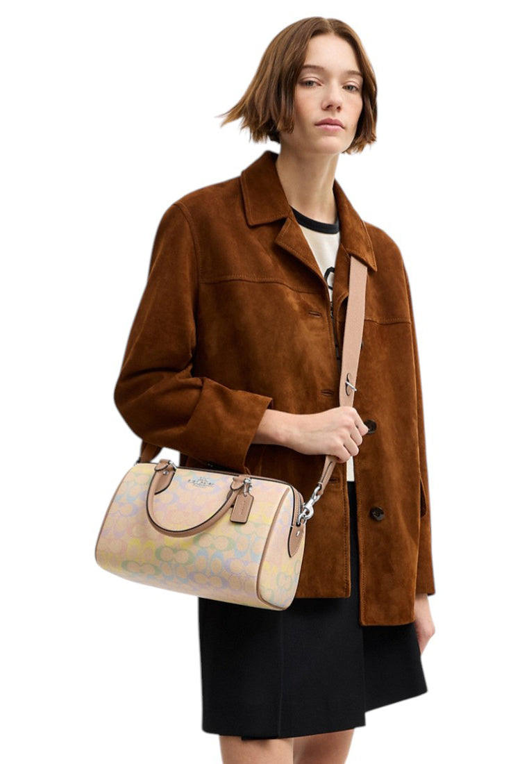 Coach Rowan Satchel Bag In Rainbow Signature Canvas - Sand/Multi