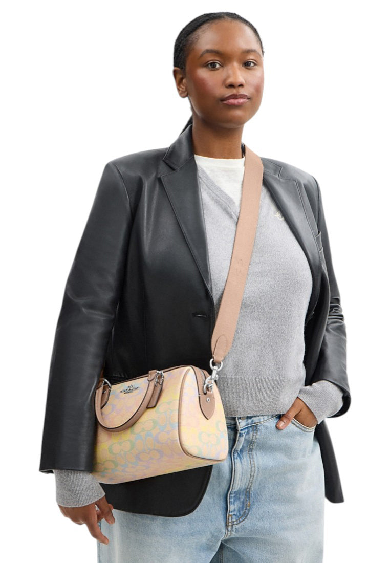 Coach Rowan Satchel Bag In Rainbow Signature Canvas - Sand/Multi