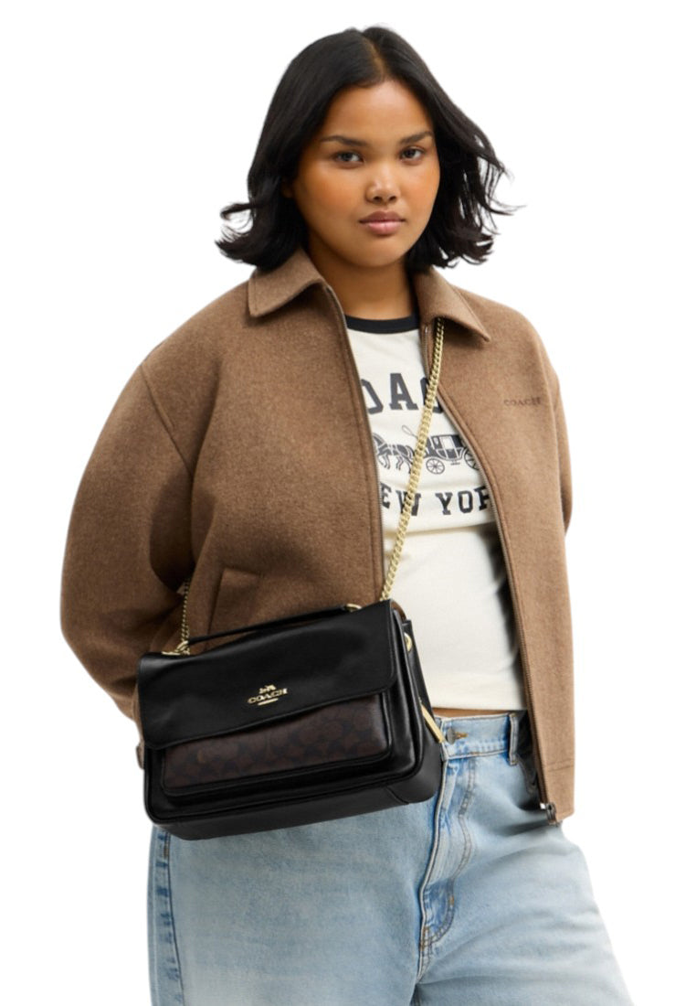 Coach Elodie Crossbody Bag In Signature Canvas - Walnut/Black