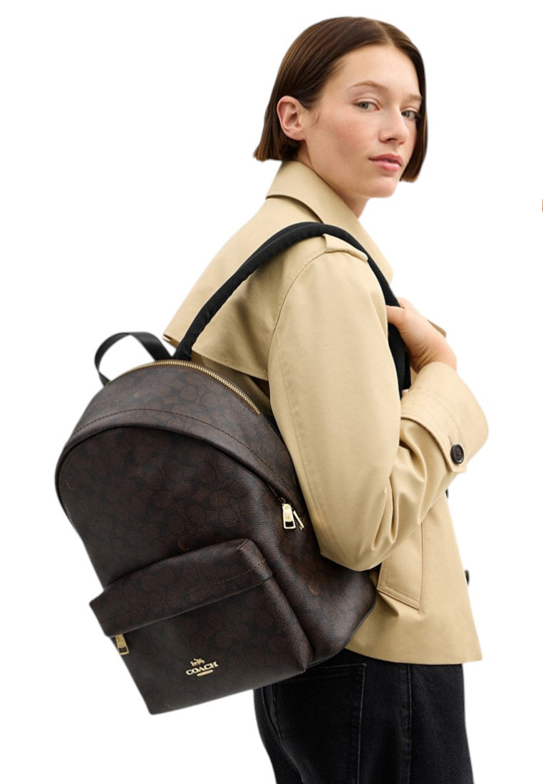Coach Taylor Small Backpack In Signature Canvas - Walnut/Black