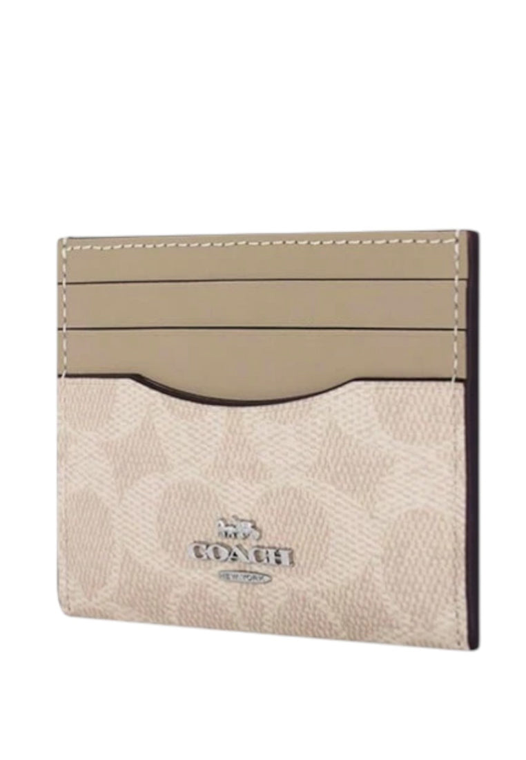 Coach Slim ID Card Case In Signature Canvas - Sand/Taupe