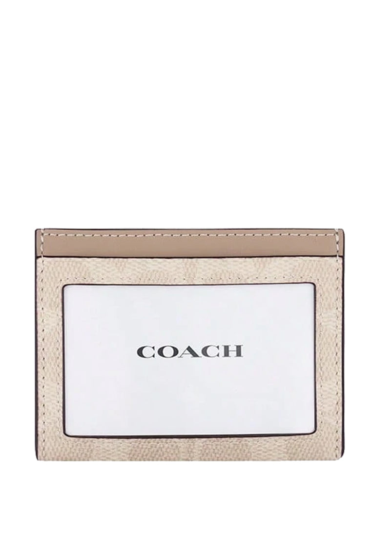 Coach Slim ID Card Case In Signature Canvas - Sand/Taupe