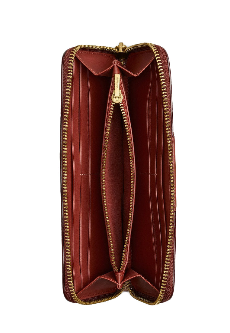 Coach Essential Slim Accordion Zip Wallet In Signature Canvas - Tan/Rust