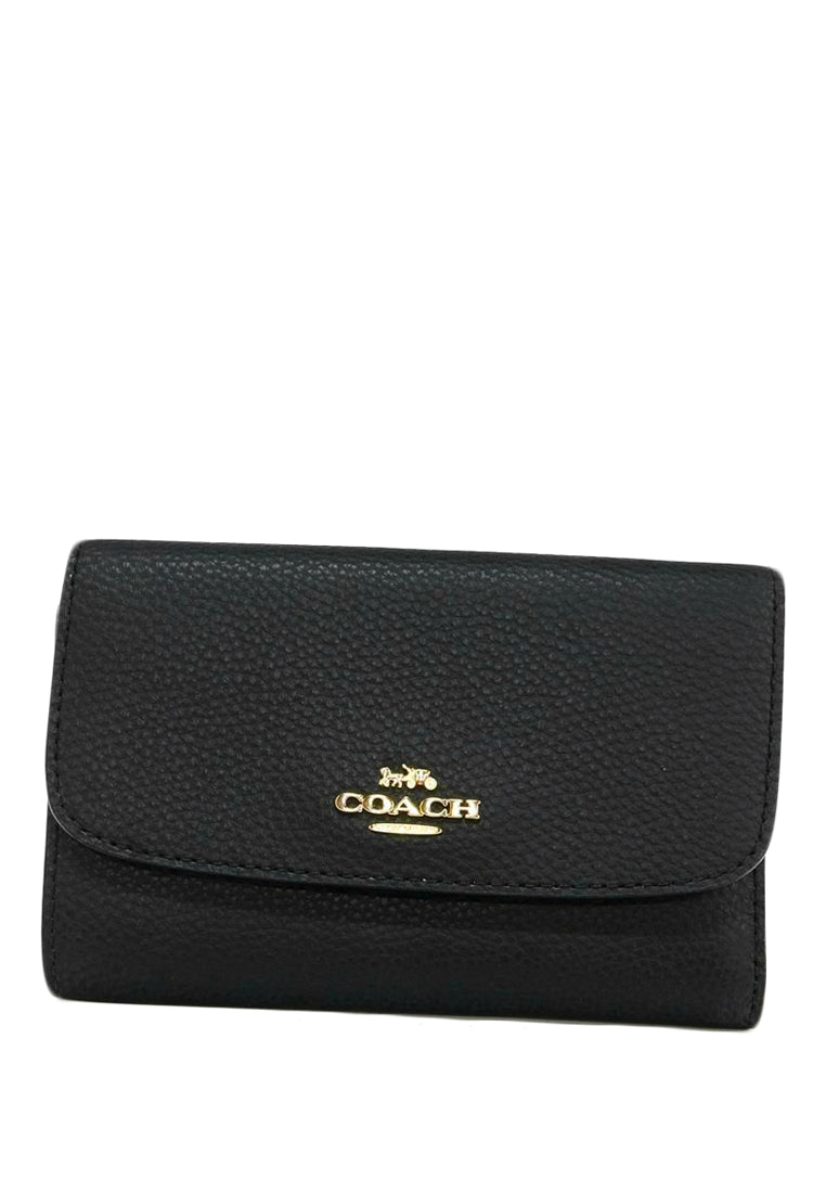 Coach Pebbled Leather Medium Envelope Wallet - Black