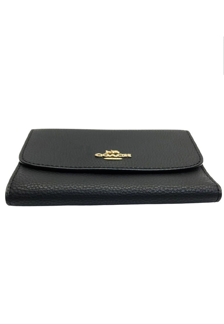 Coach Pebbled Leather Medium Envelope Wallet - Black